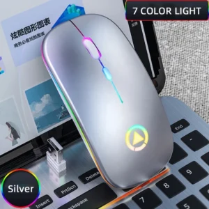 Wiederaufladbare Mini-Maus, 2,4 G, kabellos, ultradünn, mit Stummschaltung, LED-Licht, wiederaufladbare kabellose Maus für Computer und Laptop